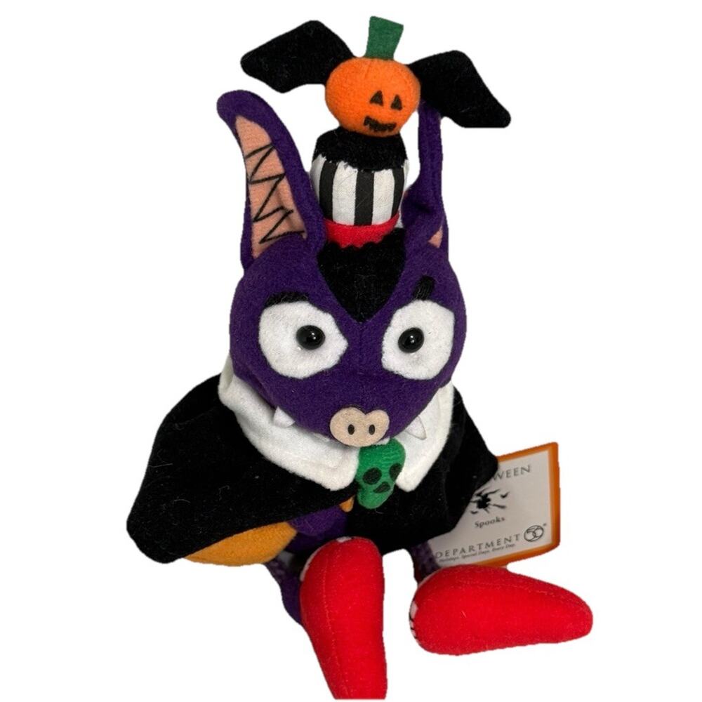 Vintage Department 56 2003 Halloween Decor Rare Shelf Sitter Plush Bat